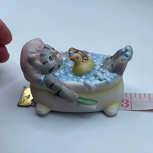 VTG 1988 Kitty Cucumber & rubber duck ornament B.Shackman Schmid - Picture 5 of 7